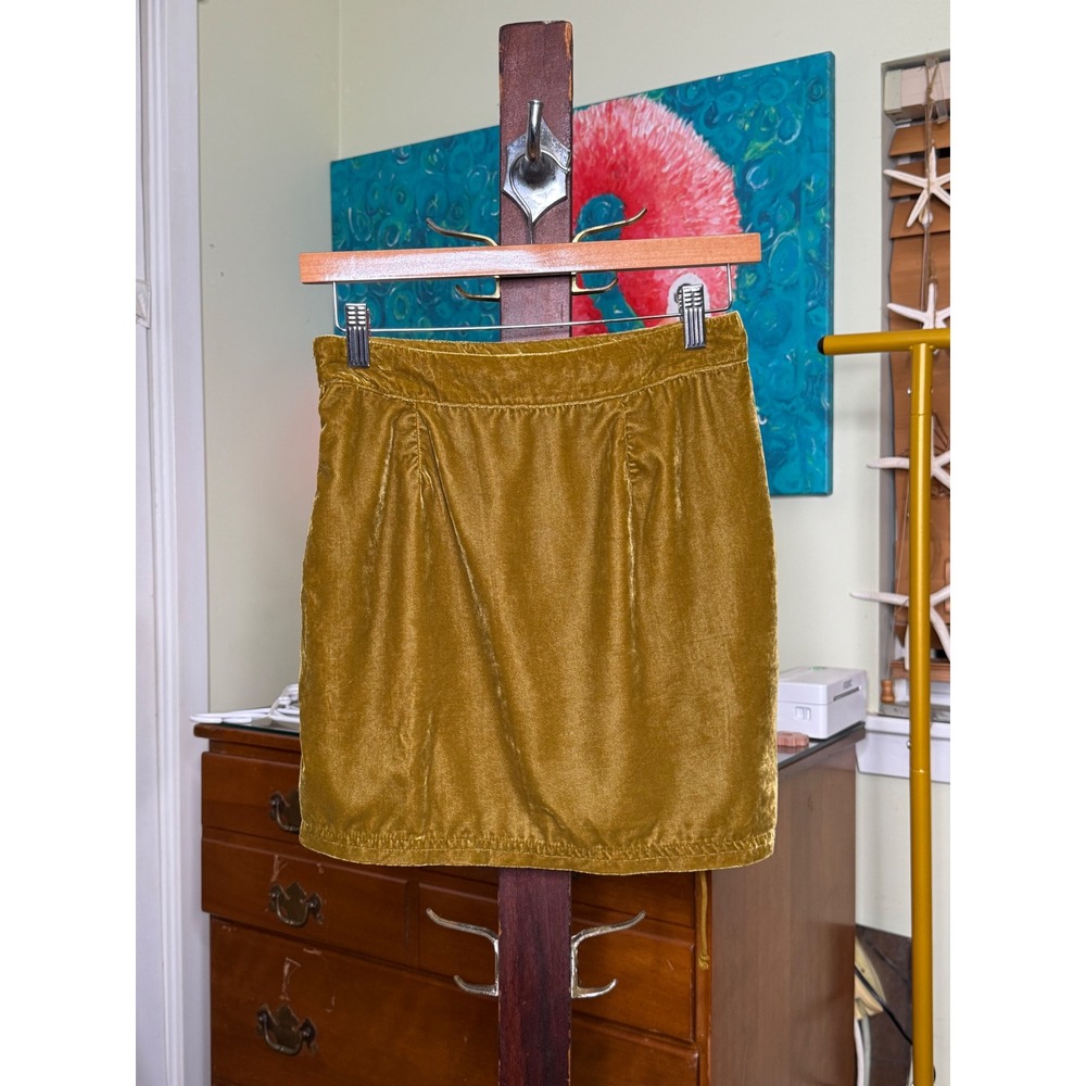 Free People Goldenrod Velvet Mini Skirt - Picture 2 of 4